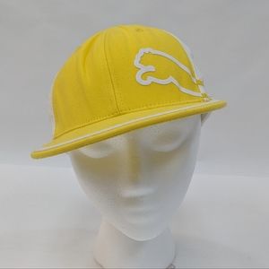Yellow and white kids puma hat flat bill